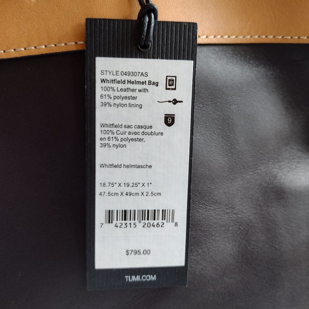 Tumi Santa Monica Whitfield Helmet Bag *New - Picture 13 of 13